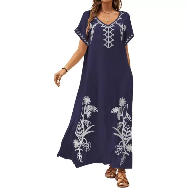 Bsubseach Kaftan Dresses for Women Swimsuit Coverup Beach Caftans Cover Ups for Swimwear Loungewear Floral Embroidery