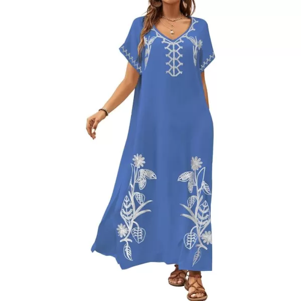 Bsubseach Kaftan Dresses for Women Swimsuit Coverup Beach Caftans Cover Ups for Swimwear Loungewear Floral Embroidery