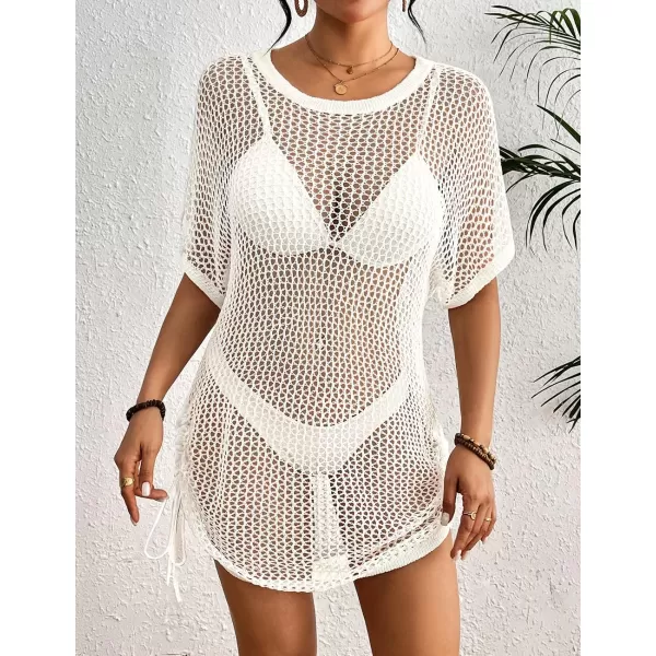 Bsubseach Women Swimsuit Crochet Swim Cover Up Summer Bathing Suit Swimwear Drawstring Beach Dress