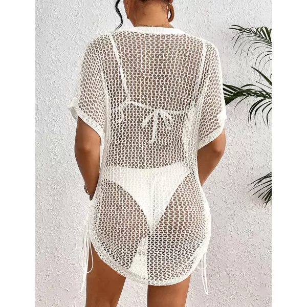 Bsubseach Women Swimsuit Crochet Swim Cover Up Summer Bathing Suit Swimwear Drawstring Beach Dress