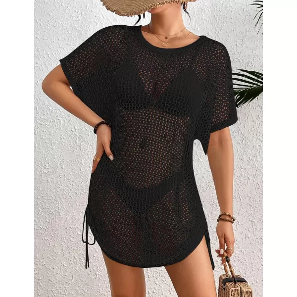 Bsubseach Women Swimsuit Crochet Swim Cover Up Summer Bathing Suit Swimwear Drawstring Beach Dress