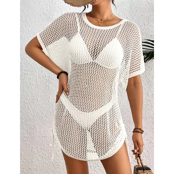 Bsubseach Women Swimsuit Crochet Swim Cover Up Summer Bathing Suit Swimwear Drawstring Beach Dress