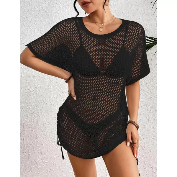 Bsubseach Women Swimsuit Crochet Swim Cover Up Summer Bathing Suit Swimwear Drawstring Beach Dress