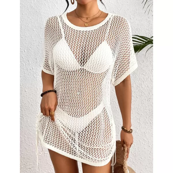 Bsubseach Women Swimsuit Crochet Swim Cover Up Summer Bathing Suit Swimwear Drawstring Beach Dress
