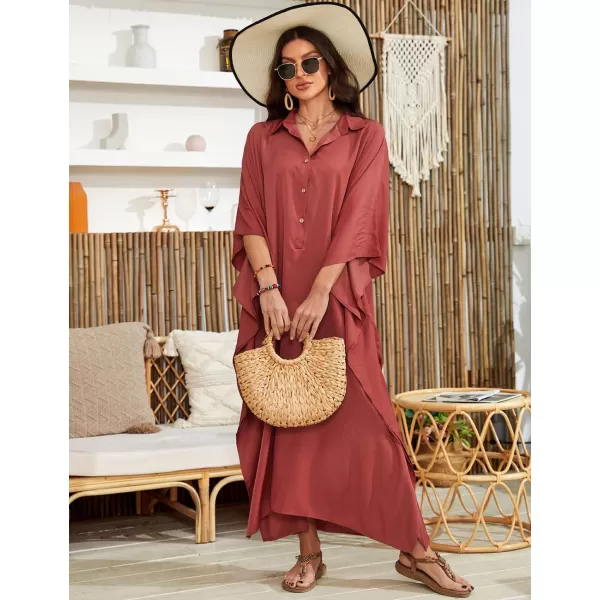 Bsubseach Kaftan Swimsuit Dresses Cover Ups Summer Beach Dress for Women Casual 3/4 Sleeve Maxi Dress