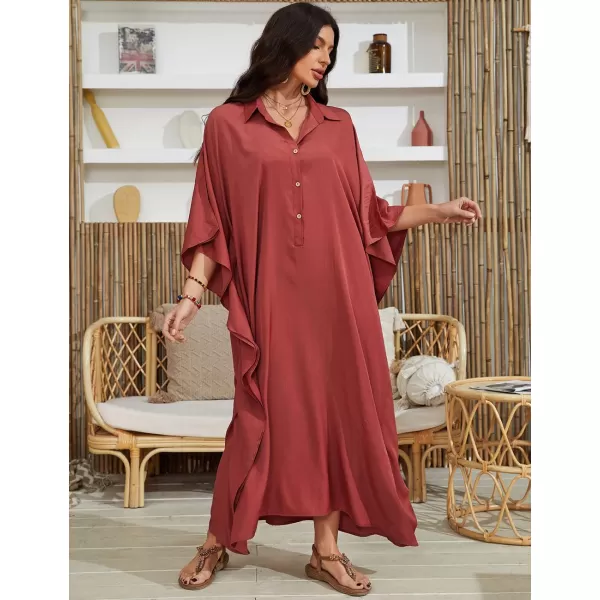 Bsubseach Kaftan Swimsuit Dresses Cover Ups Summer Beach Dress for Women Casual 3/4 Sleeve Maxi Dress