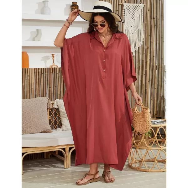 Bsubseach Kaftan Swimsuit Dresses Cover Ups Summer Beach Dress for Women Casual 3/4 Sleeve Maxi Dress