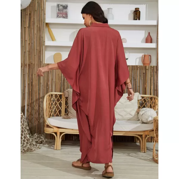 Bsubseach Kaftan Swimsuit Dresses Cover Ups Summer Beach Dress for Women Casual 3/4 Sleeve Maxi Dress