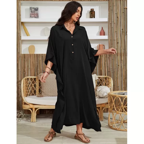 Bsubseach Kaftan Swimsuit Dresses Cover Ups Summer Beach Dress for Women Casual 3/4 Sleeve Maxi Dress