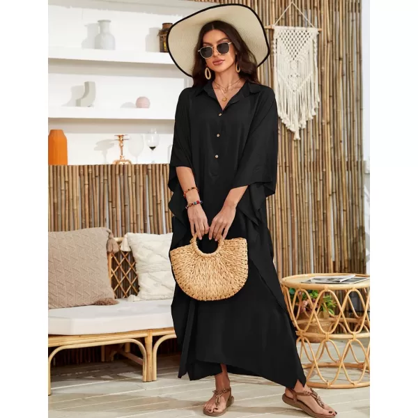 Bsubseach Kaftan Swimsuit Dresses Cover Ups Summer Beach Dress for Women Casual 3/4 Sleeve Maxi Dress