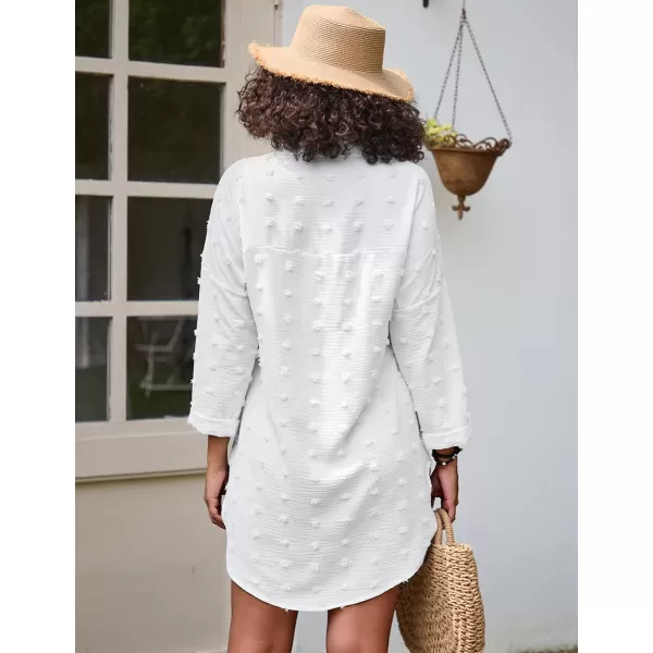 Bsubseach Swimsuit Coverup for Women Beach Shirt Dresses Swiss Dot Tops Bathing Suit Cover Ups V-Neck Beachwear