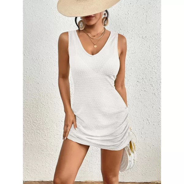 Bsubseach Womens Swimsuit Beach Cover Up 2024 Summer Hollow Out Knit Bathing Suit Beach Dresses Tank Swimwear Dress