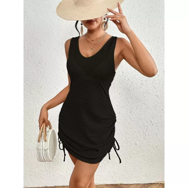 Bsubseach Womens Swimsuit Beach Cover Up 2024 Summer Hollow Out Knit Bathing Suit Beach Dresses Tank Swimwear Dress