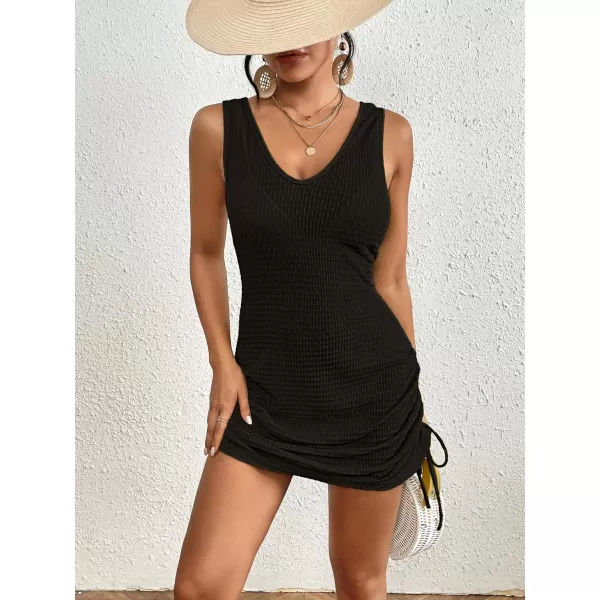 Bsubseach Womens Swimsuit Beach Cover Up 2024 Summer Hollow Out Knit Bathing Suit Beach Dresses Tank Swimwear Dress