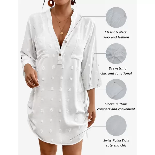 Swimsuit Coverup for Women Button Down Bathing Suit Beach Dress for 2024 Summer Vacation