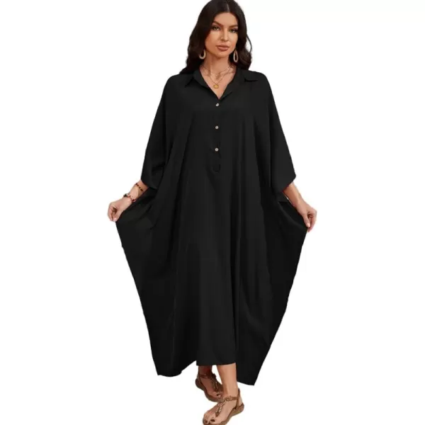 Bsubseach Kaftan Swimsuit Dresses Cover Ups Summer Beach Dress for Women Casual 3/4 Sleeve Maxi Dress