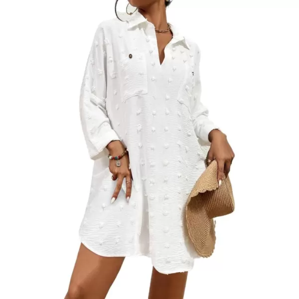 Bsubseach Swimsuit Coverup for Women Beach Shirt Dresses Swiss Dot Tops Bathing Suit Cover Ups V-Neck Beachwear