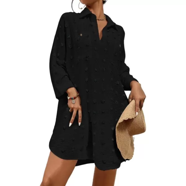 Bsubseach Swimsuit Coverup for Women Beach Shirt Dresses Swiss Dot Tops Bathing Suit Cover Ups V-Neck Beachwear