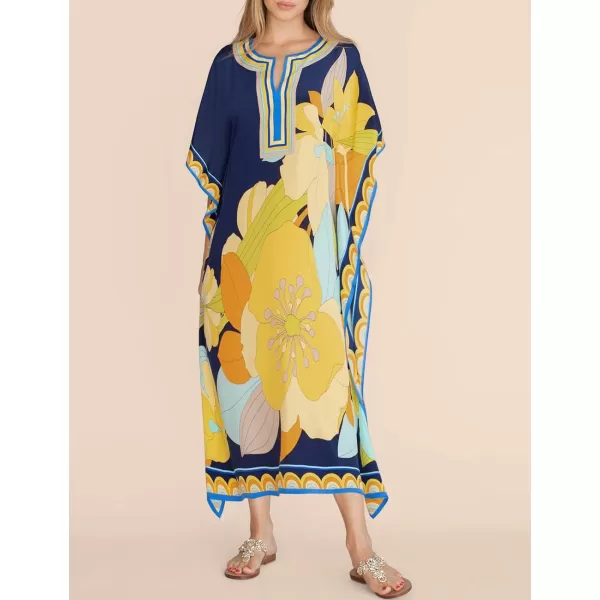 Bsubseach Ethnic Kaftan Dresses for Women Swimsuit Cover Up Resort Wear Printed Dress