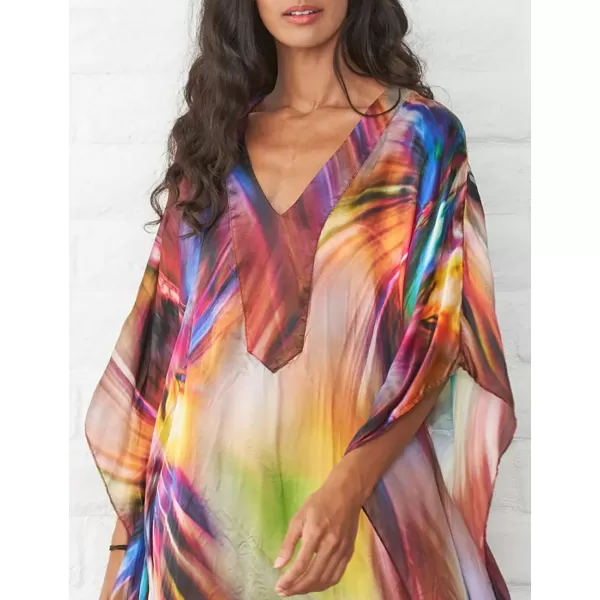 Bsubseach Women Bathing Suit Cover Up Ethnic Print Kaftan Beach Maxi Dresses