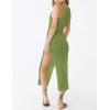 imageBsubseach Crochet Cover Ups for Women Hollow Out Sleeveless Bikini Swimsuit Swimwear Side Split Long Beach DressesArmy Green