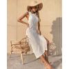 imageBsubseach Crochet Cover Ups for Women Hollow Out Sleeveless Bikini Swimsuit Swimwear Side Split Long Beach DressesBeige