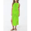 imageBsubseach Crochet Cover Ups for Women Hollow Out Sleeveless Bikini Swimsuit Swimwear Side Split Long Beach DressesCbright Green