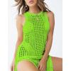 imageBsubseach Crochet Cover Ups for Women Hollow Out Sleeveless Bikini Swimsuit Swimwear Side Split Long Beach DressesCbright Green