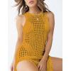 imageBsubseach Crochet Cover Ups for Women Hollow Out Sleeveless Bikini Swimsuit Swimwear Side Split Long Beach DressesCginger
