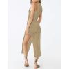 imageBsubseach Crochet Cover Ups for Women Hollow Out Sleeveless Bikini Swimsuit Swimwear Side Split Long Beach DressesCkhaki