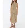 imageBsubseach Crochet Cover Ups for Women Hollow Out Sleeveless Bikini Swimsuit Swimwear Side Split Long Beach DressesCkhaki