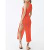 imageBsubseach Crochet Cover Ups for Women Hollow Out Sleeveless Bikini Swimsuit Swimwear Side Split Long Beach DressesCorange