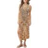 imageBsubseach Crochet Cover Ups for Women Hollow Out Sleeveless Bikini Swimsuit Swimwear Side Split Long Beach DressesDcoffee Tiedye