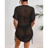 imageBsubseach Crochet Beach Cover Ups for Women Hollow Out Swim Suit Cover Up Drawstring Bathing Suit Swimwear Coverup DressBlack