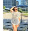 imageBsubseach Crochet Beach Cover Ups for Women Hollow Out Swim Suit Cover Up Drawstring Bathing Suit Swimwear Coverup DressWhite
