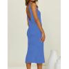 imageBsubseach Crochet Cover Up for Swimwear Women Sleeveless Swimsuit Coverup Beach Knit Dress Side SlitBlue