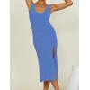 imageBsubseach Crochet Cover Up for Swimwear Women Sleeveless Swimsuit Coverup Beach Knit Dress Side SlitBlue