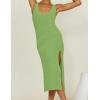 imageBsubseach Crochet Cover Up for Swimwear Women Sleeveless Swimsuit Coverup Beach Knit Dress Side SlitGreen