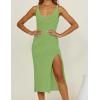 imageBsubseach Crochet Cover Up for Swimwear Women Sleeveless Swimsuit Coverup Beach Knit Dress Side SlitGreen