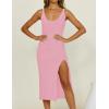 imageBsubseach Crochet Cover Up for Swimwear Women Sleeveless Swimsuit Coverup Beach Knit Dress Side SlitPink