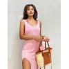 imageBsubseach Crochet Cover Up for Swimwear Women Sleeveless Swimsuit Coverup Beach Knit Dress Side SlitPink