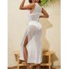 imageBsubseach Crochet Cover Up for Swimwear Women Sleeveless Swimsuit Coverup Beach Knit Dress Side SlitWhite1
