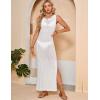imageBsubseach Crochet Cover Up for Swimwear Women Sleeveless Swimsuit Coverup Beach Knit Dress Side SlitWhite2