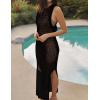 imageBsubseach Crochet Cover Ups for Swimwear Women Hollow Out Swimsuit Coverup Backless Bikini Beach DressBlack