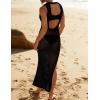 imageBsubseach Crochet Cover Ups for Swimwear Women Hollow Out Swimsuit Coverup Backless Bikini Beach DressBlack