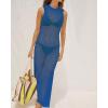 imageBsubseach Crochet Cover Ups for Swimwear Women Hollow Out Swimsuit Coverup Backless Bikini Beach DressBlue
