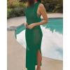 imageBsubseach Crochet Cover Ups for Swimwear Women Hollow Out Swimsuit Coverup Backless Bikini Beach DressDark Green