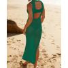 imageBsubseach Crochet Cover Ups for Swimwear Women Hollow Out Swimsuit Coverup Backless Bikini Beach DressDark Green