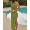 imageBsubseach Crochet Cover Ups for Swimwear Women Hollow Out Swimsuit Coverup Backless Bikini Beach DressGreen