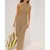 imageBsubseach Crochet Cover Ups for Swimwear Women Hollow Out Swimsuit Coverup Backless Bikini Beach DressKhaki